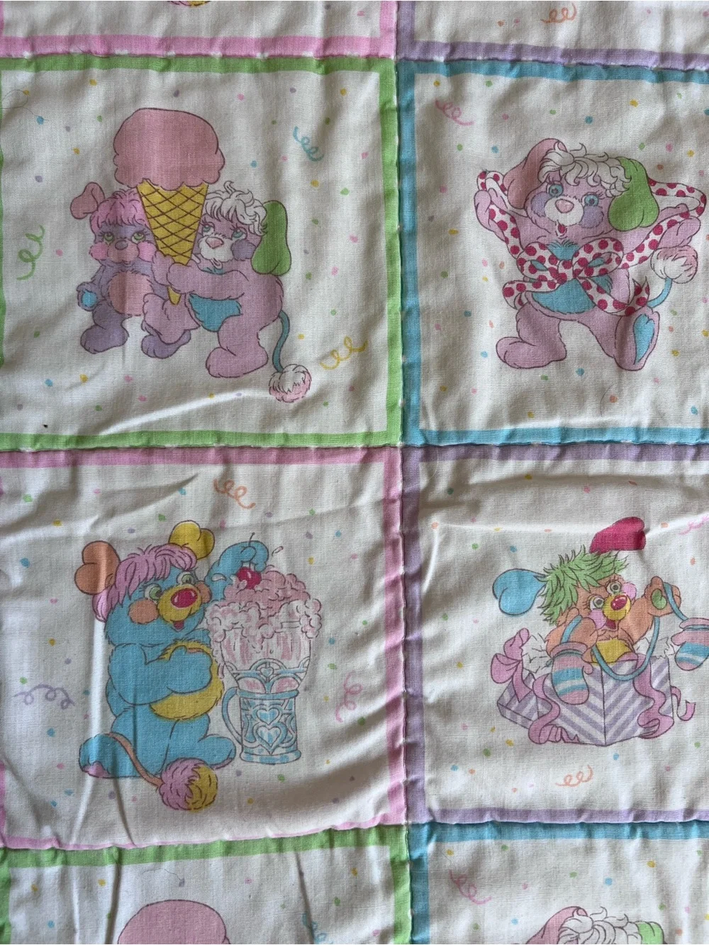 vintage 1980s Popple quilt crib coverlet